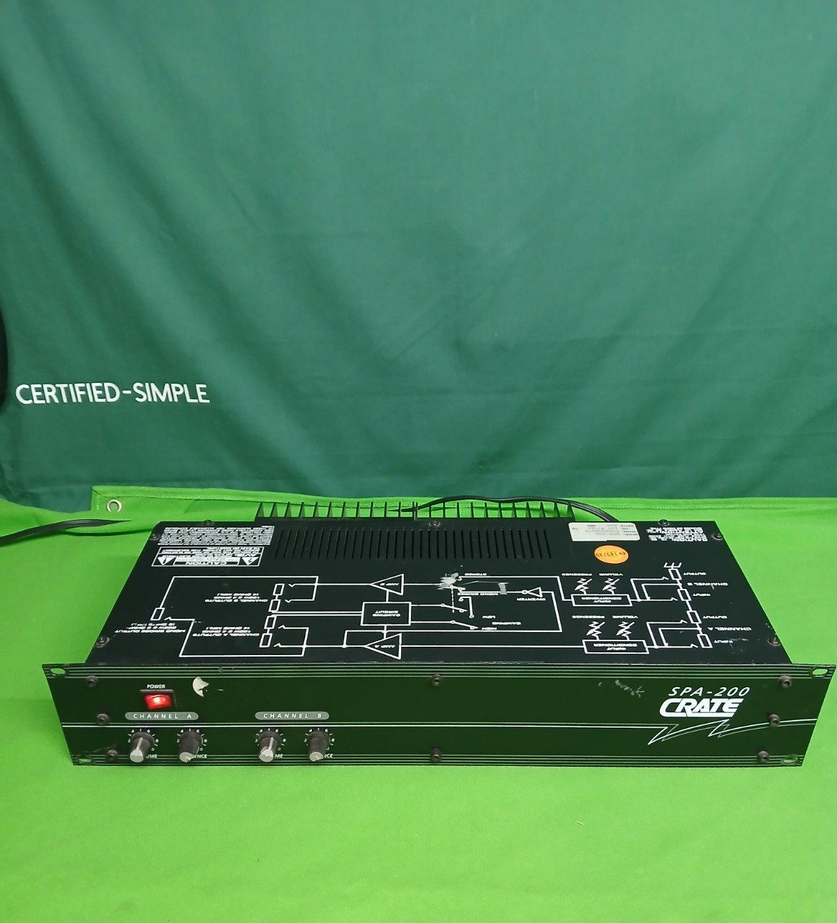 Crate SPA-200 Stereo Power Amplifier 2-Channel Rack Mount Pro Audio Amp