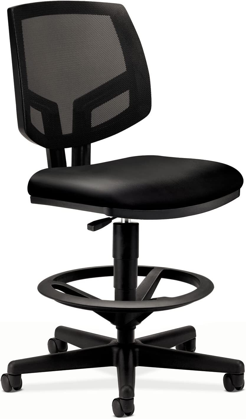 NEW HON Volt Task Stool Adjustable Black Leather 5715SB11T
