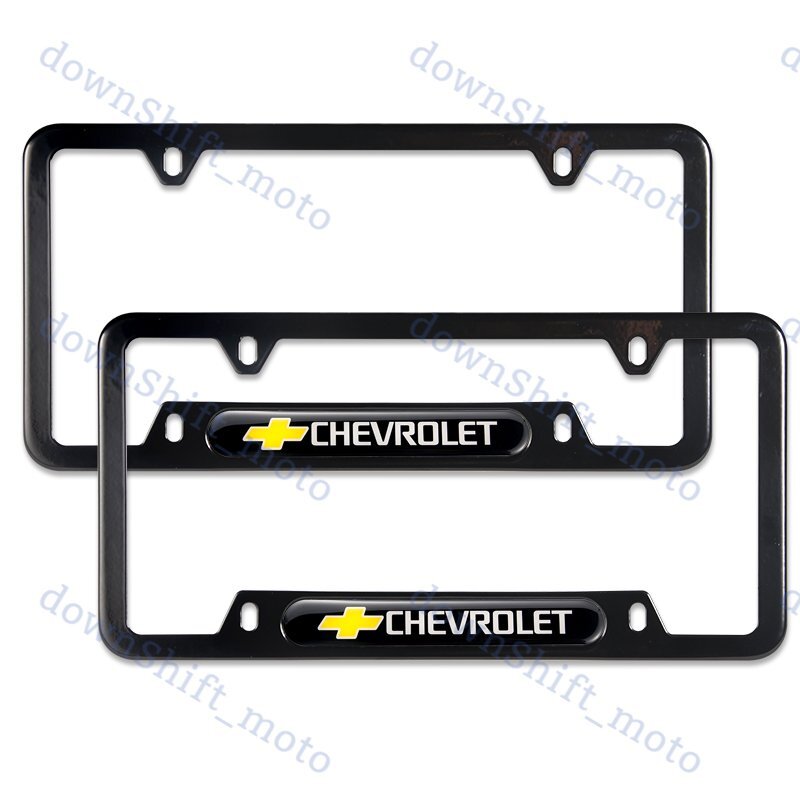 2PCS For CHEVY CHEVROLET Black Metal Stainless Steel License Plate Frame NEW
