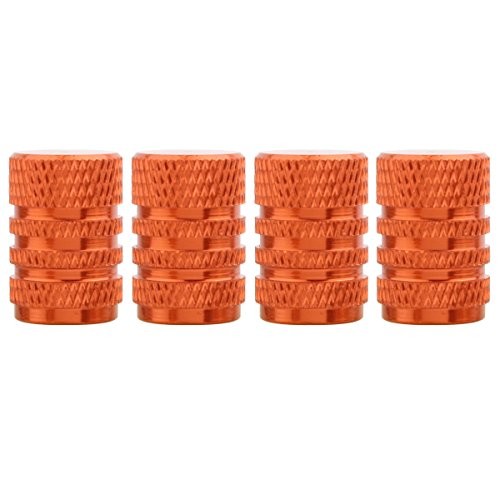 Round Style Aluminum Tire Valve Stem Caps for Auto Car Motorcycles Orange
