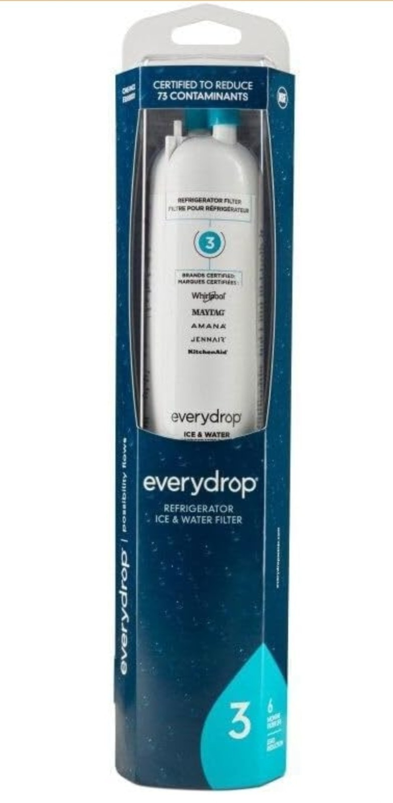 1-PACK ΕVΕRYDROP ΕDR3RXD1 Refrigerator Wate Filter 3 Replacement US NEW