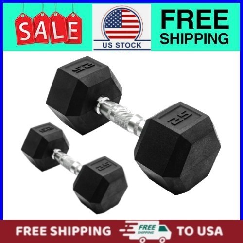 CAP Barbell, 25lb Rubber Hex Dumbbell, Pair
