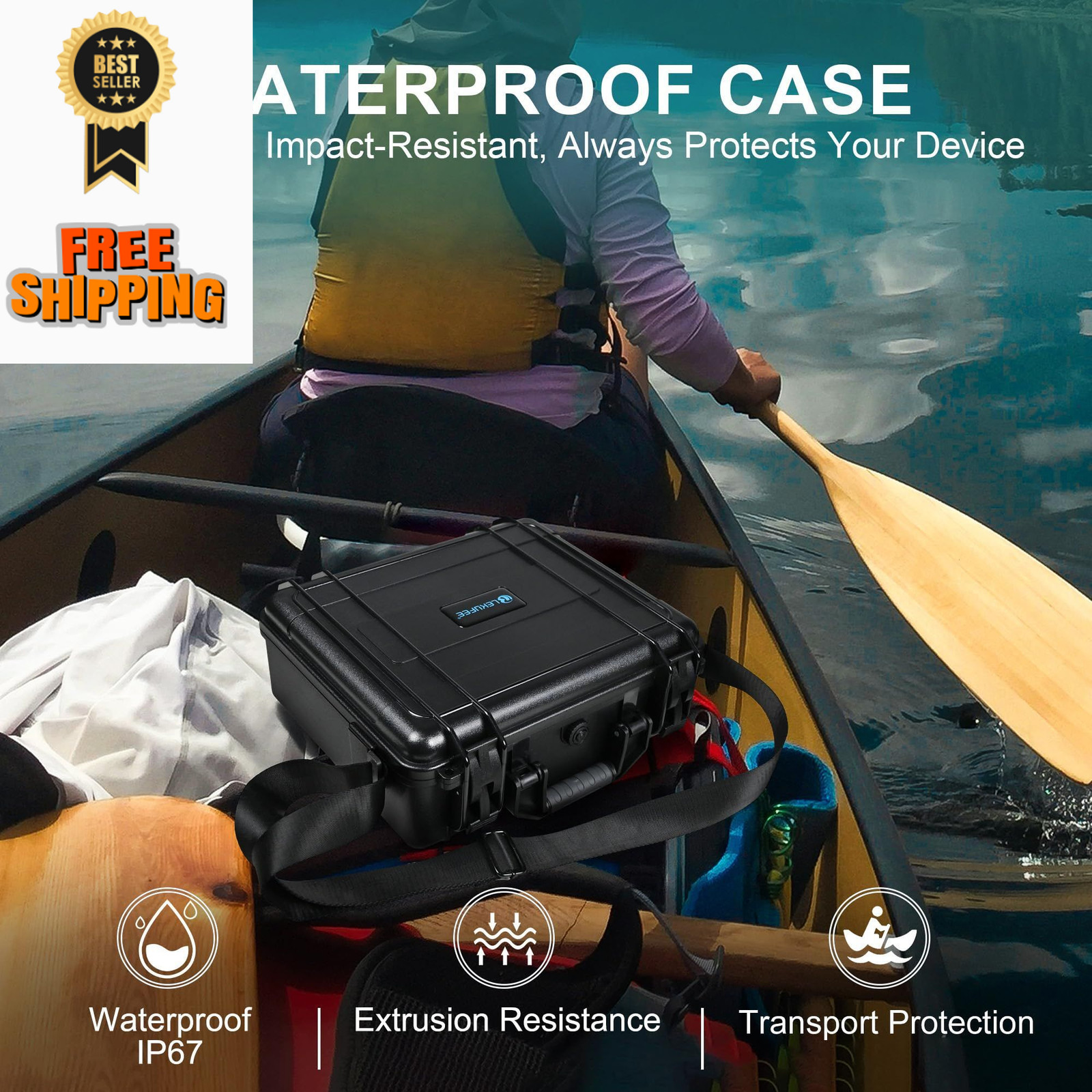 Lekufee Waterproof Hard Carrying Case for DJI 13.3 x 5 x 12.4 inches, Black