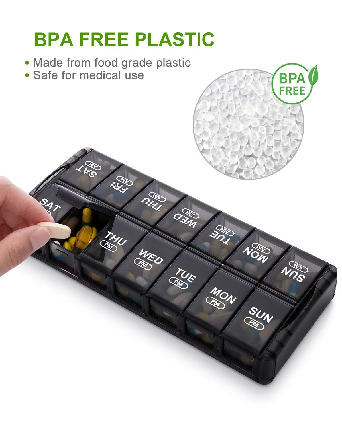 Weekly Pill Organizer AM/PM 7 Day 2 Times a Day Extra Large Easy to Clean