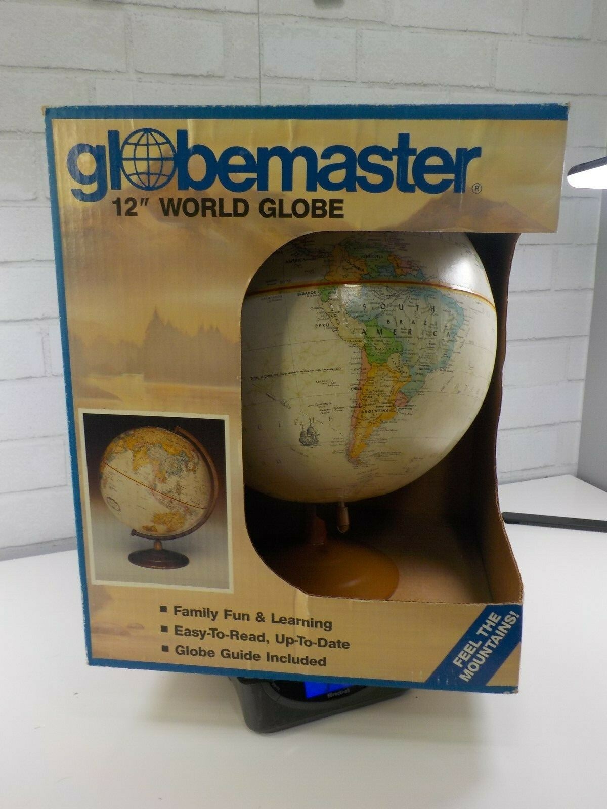 Replogle Globemaster 12” Raised-Relief World Globe Bright Blue Design - NEW