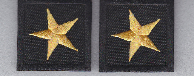 1 Star Medium Gold on Black 1.5" collar patches LARGE