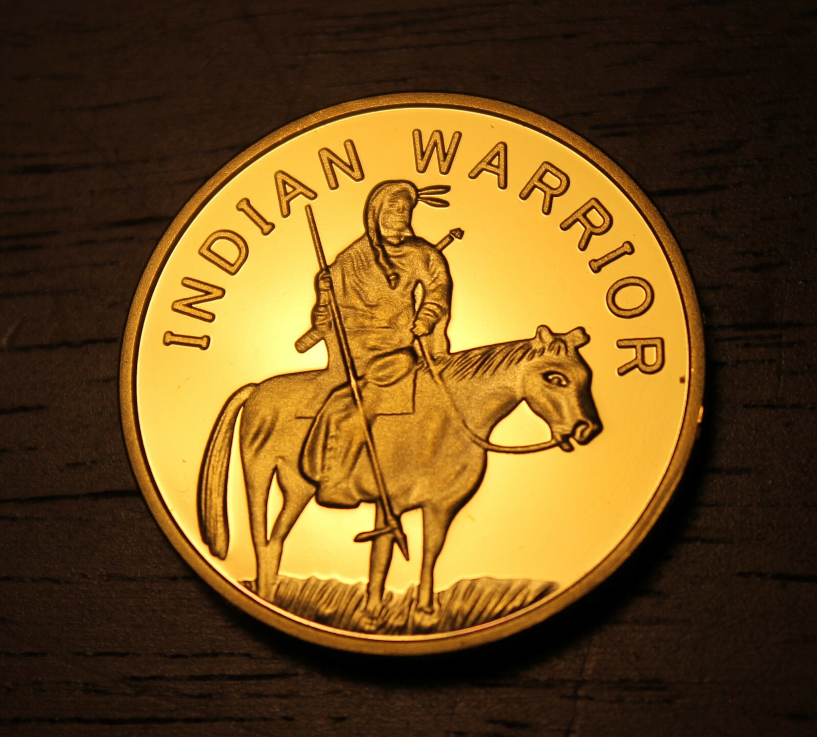Indian Warrior 2010 1/2 Ounce 100 Mills 24 Karat Gold Collector Round Free Ship!