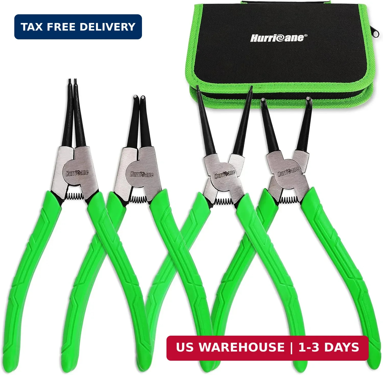 HURRICANE 4 Pieces Snap Ring Pliers Set, 7 Inch Internal & External Circlip Plie