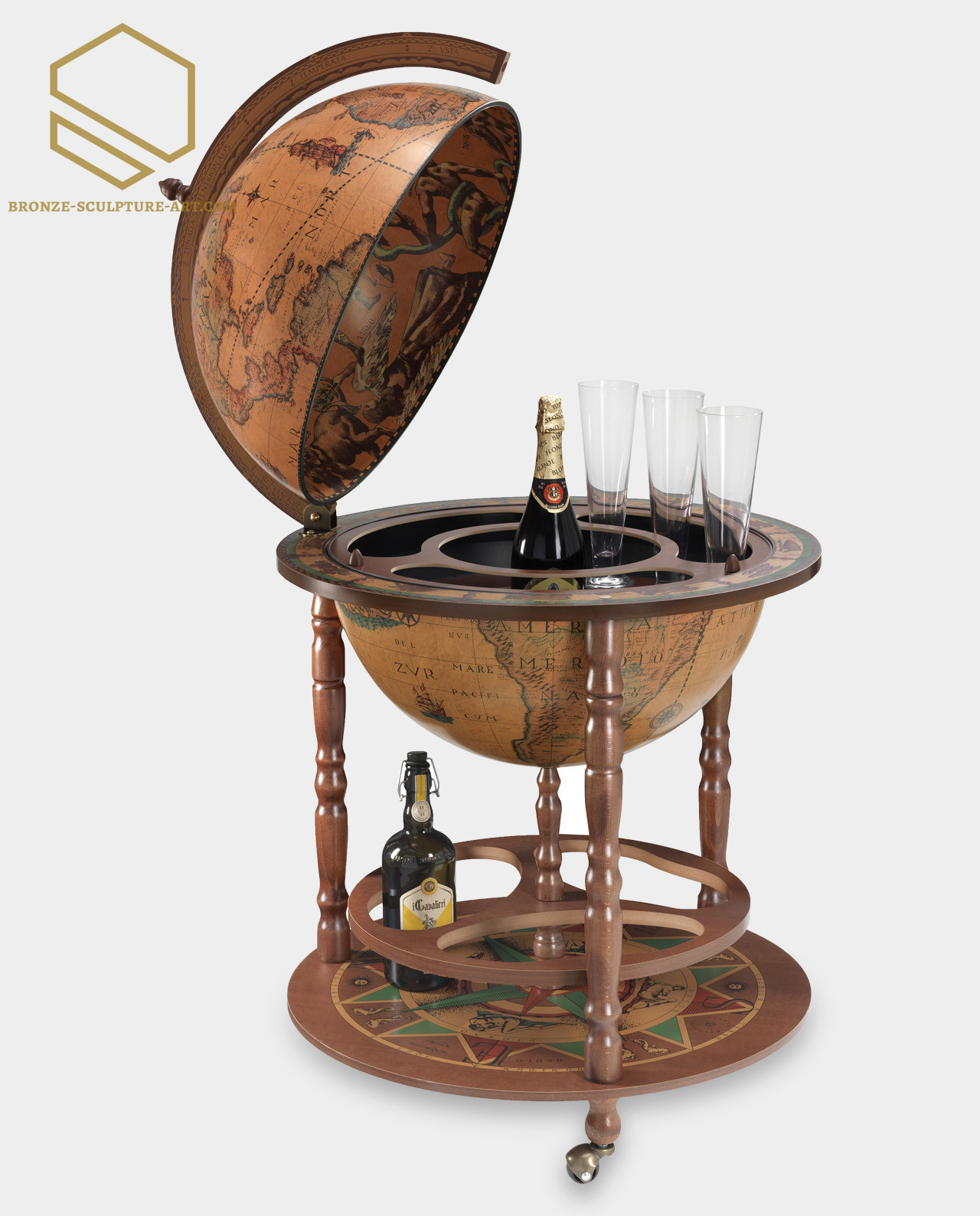 Zoffoli Calipso Classic Large Floor Bar Globe – Luxurious Drinks Cabinet