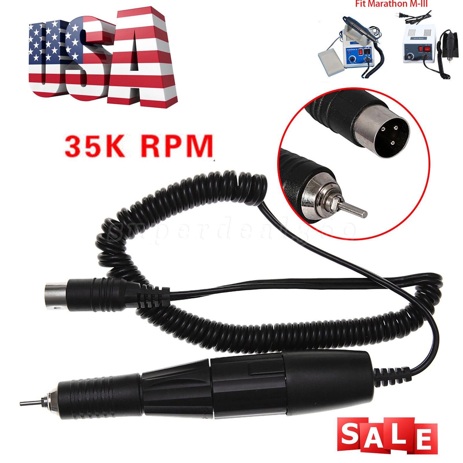 Dental Lab Jewelry electric Micromotor Handpiece Polishing 35K RPM fit Marathon
