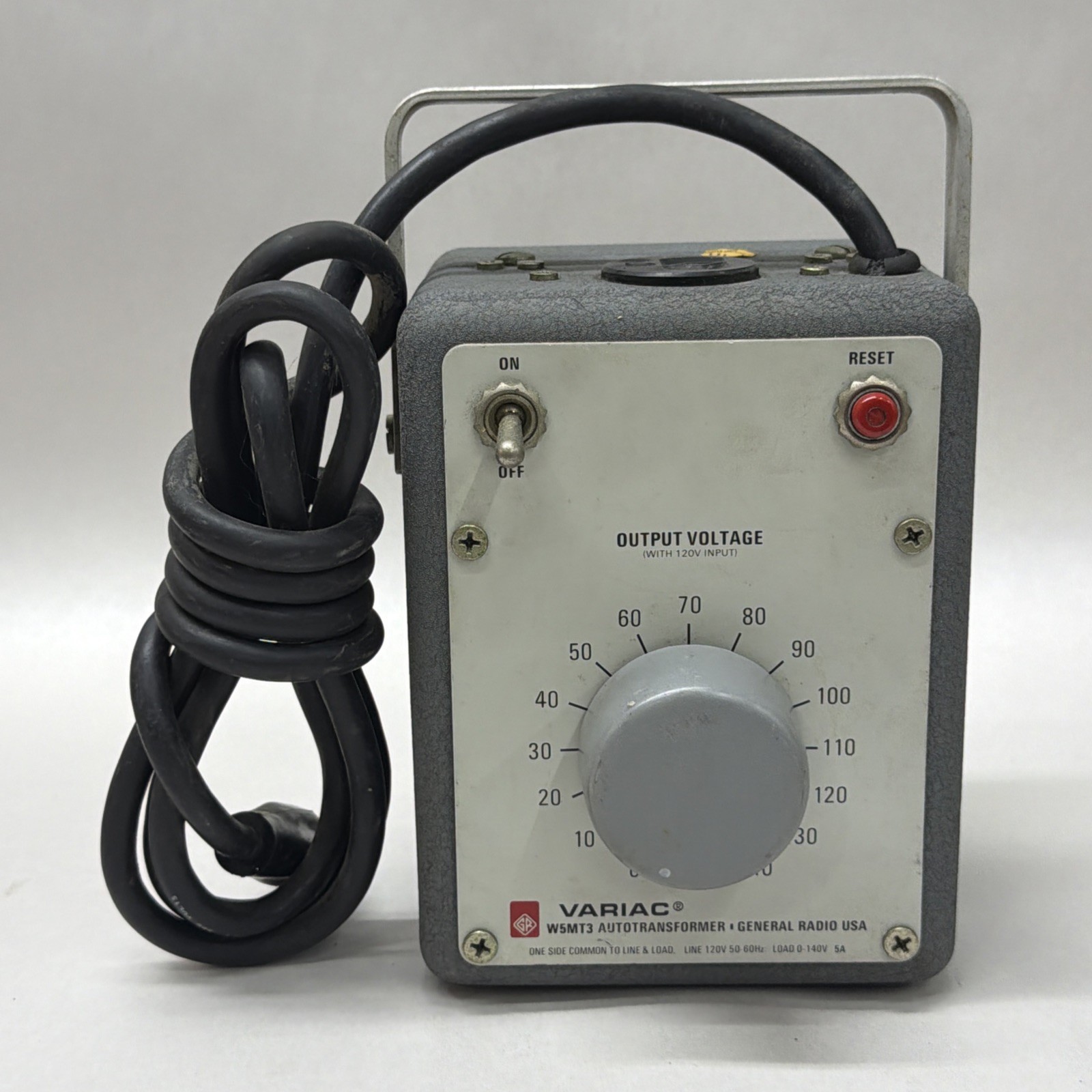GENERAL RADIO USA W5MT3 AUTOTRANSFORMER VARIAC IN 120Vac Out 0-140Vac 5A TESTED