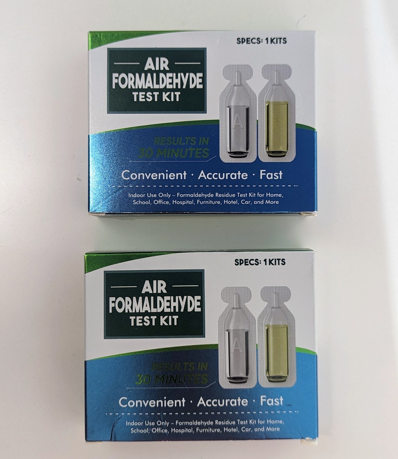 Air Formaldehyde DIY Test Kits (2 KITS) Home, Office, Car 30 min. Results USA