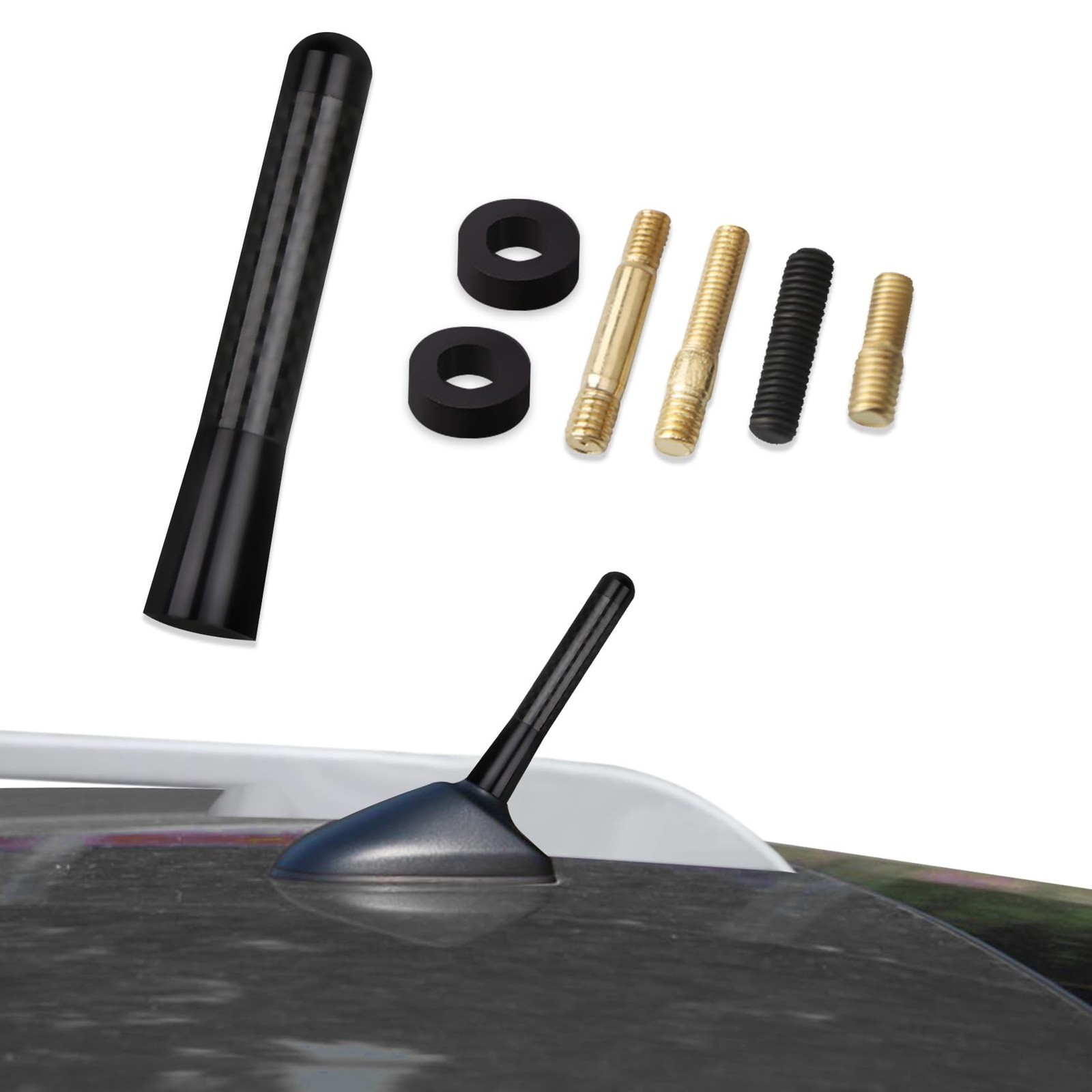 Car Radio Stereo Antenna Mast, Car Antenna Replacement, 3.15'' Carbon Fiber A...