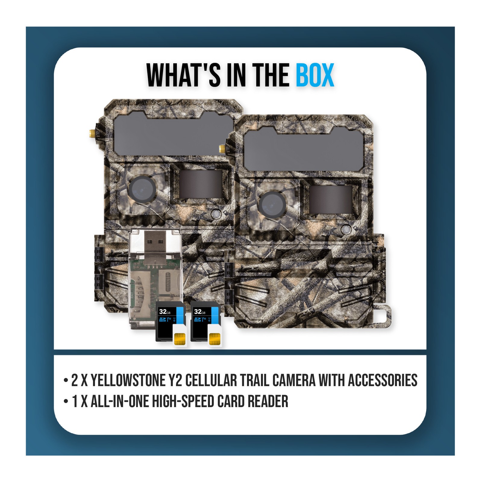Yellowstone Y2 Trail Camera Bundle with Card Reader and Accessories (2-Pack)