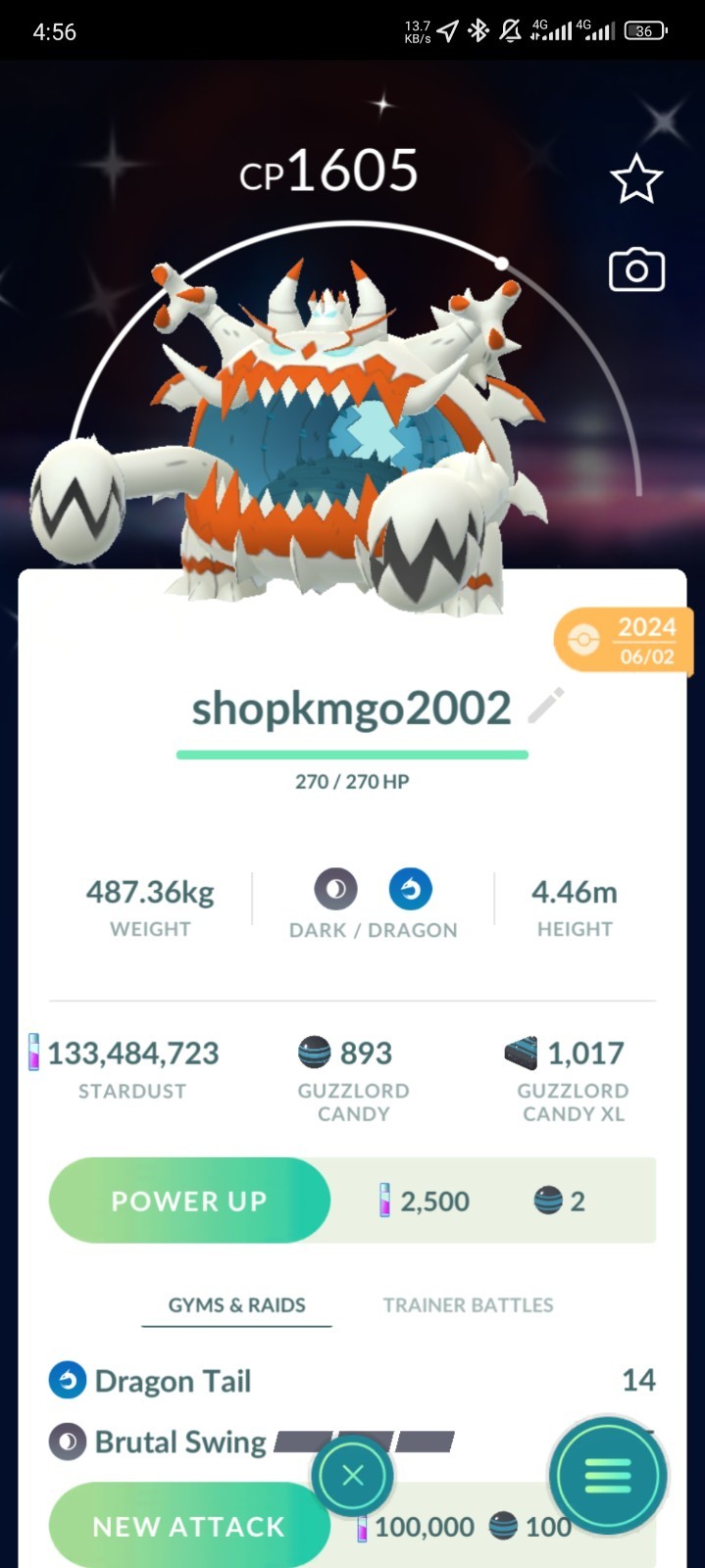 Pokémon Shiny Guzzlord -1mill Star.d