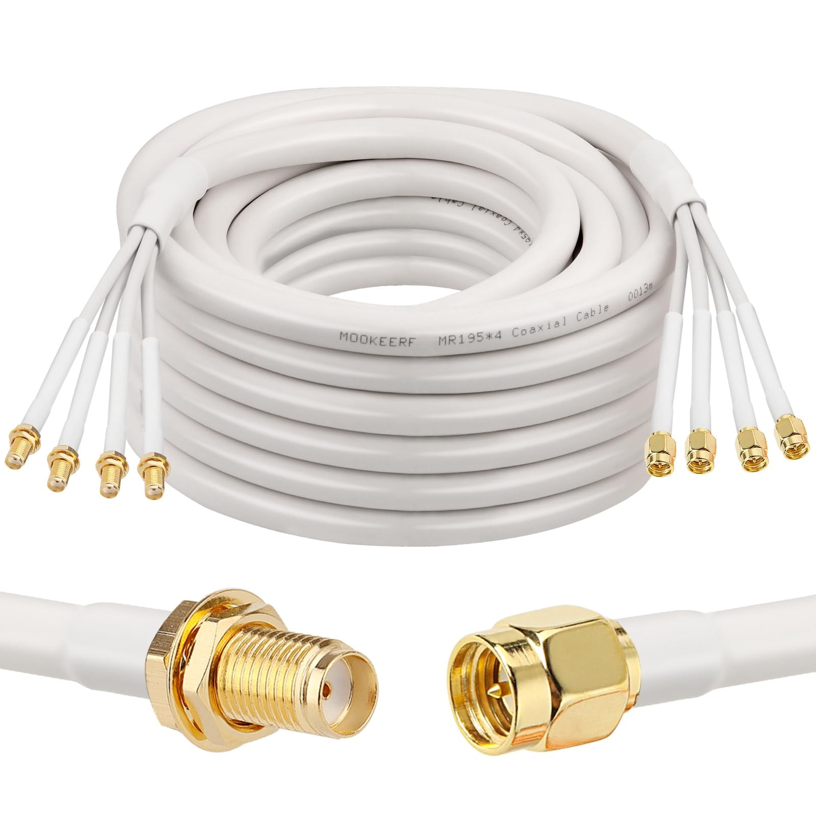 MOOKEERF 30FT SMA Male to Female Ultra Low-Loss Coax Cable for 5G Routers