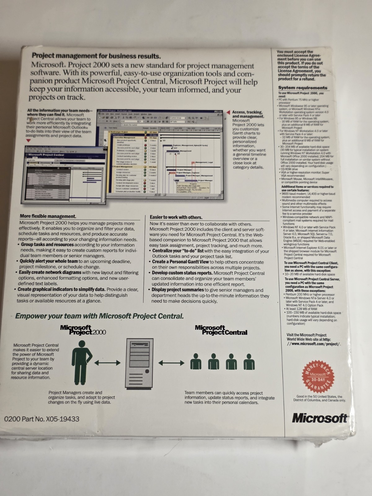 NEW SEALED - Microsoft Project 2000 w/ Project Central Client & Server Software