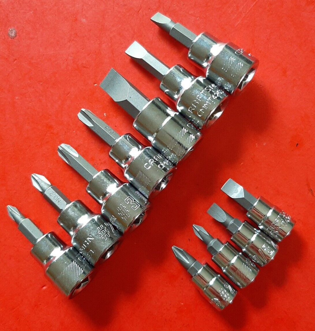 CRAFTSMAN 11pc 1/4 & 3/8" Phillips Flat Tip Screwdriver Bit Driver Socket Set