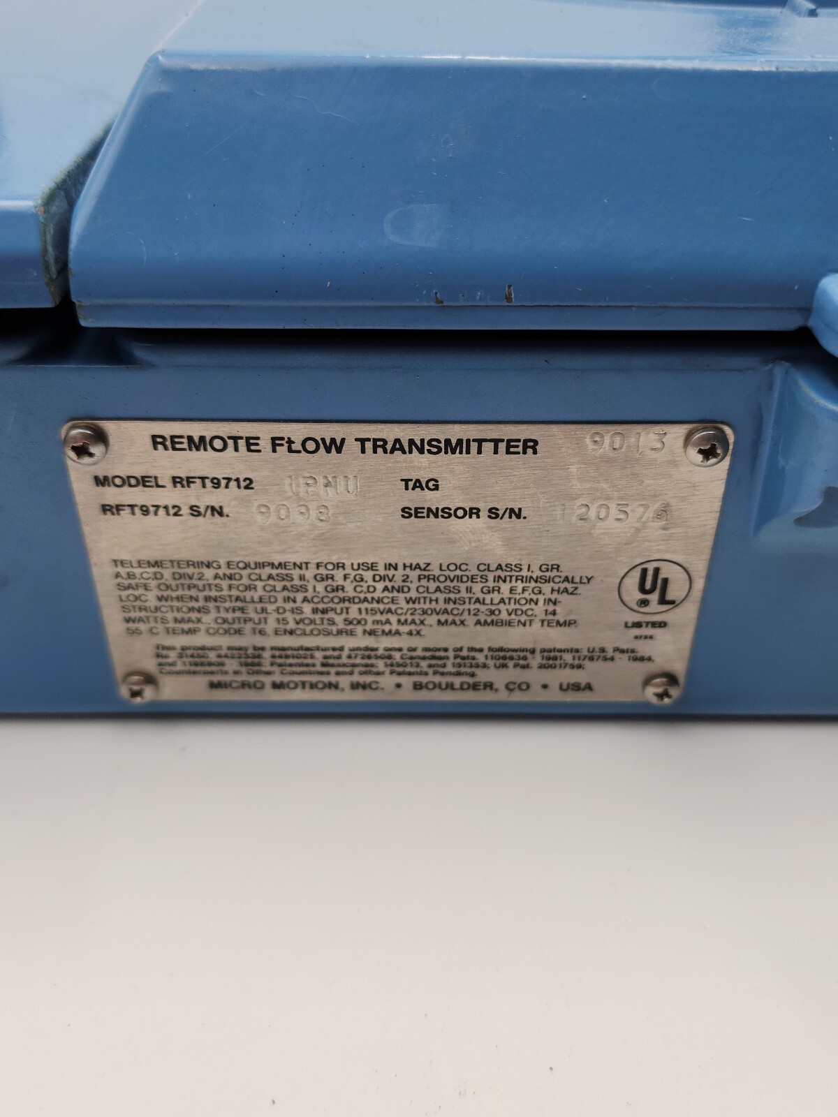 MICRO MOTION RFT9712 2PNS Mass Flow Tx c/w Sensor DS040S119 Pair