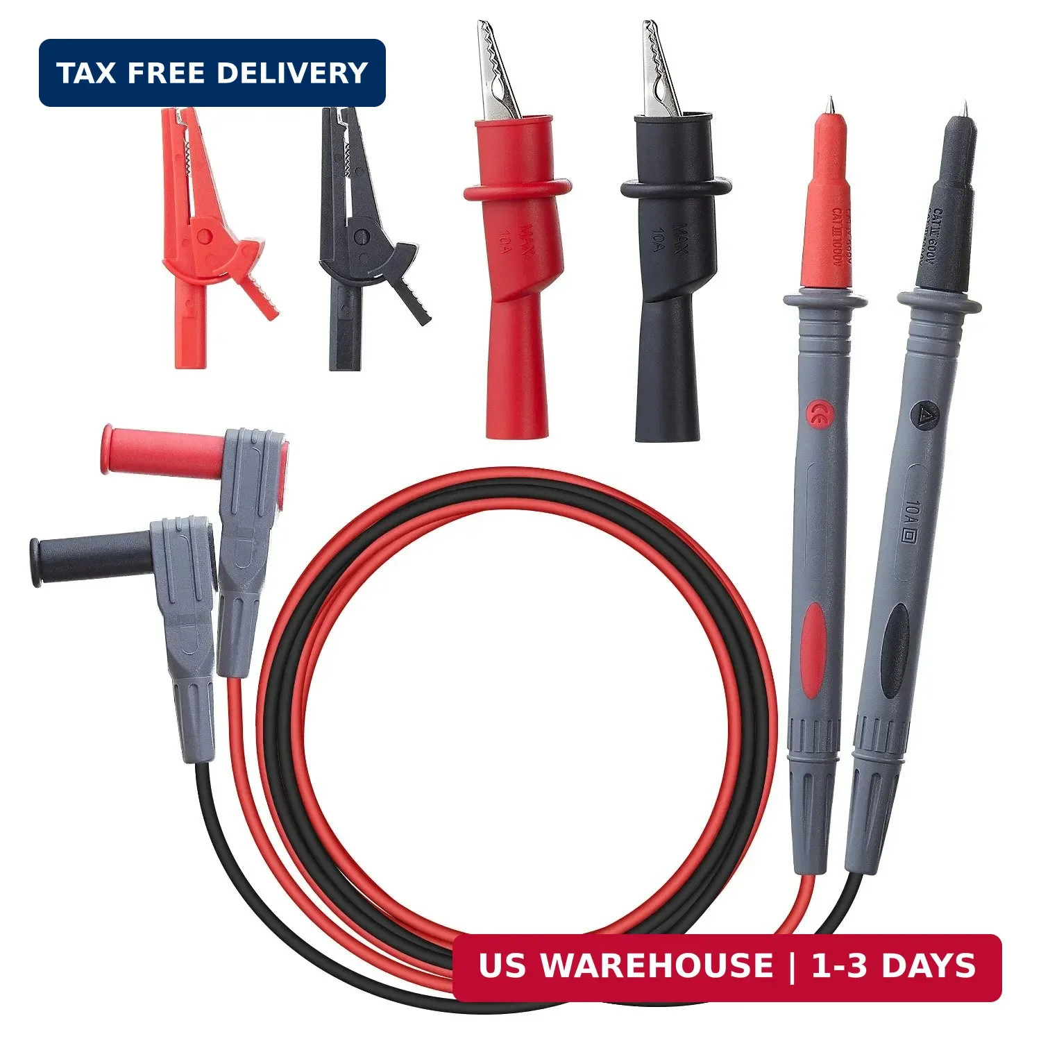 Multimeter Lead Set with Threaded Safety Clips - CAT III Certified