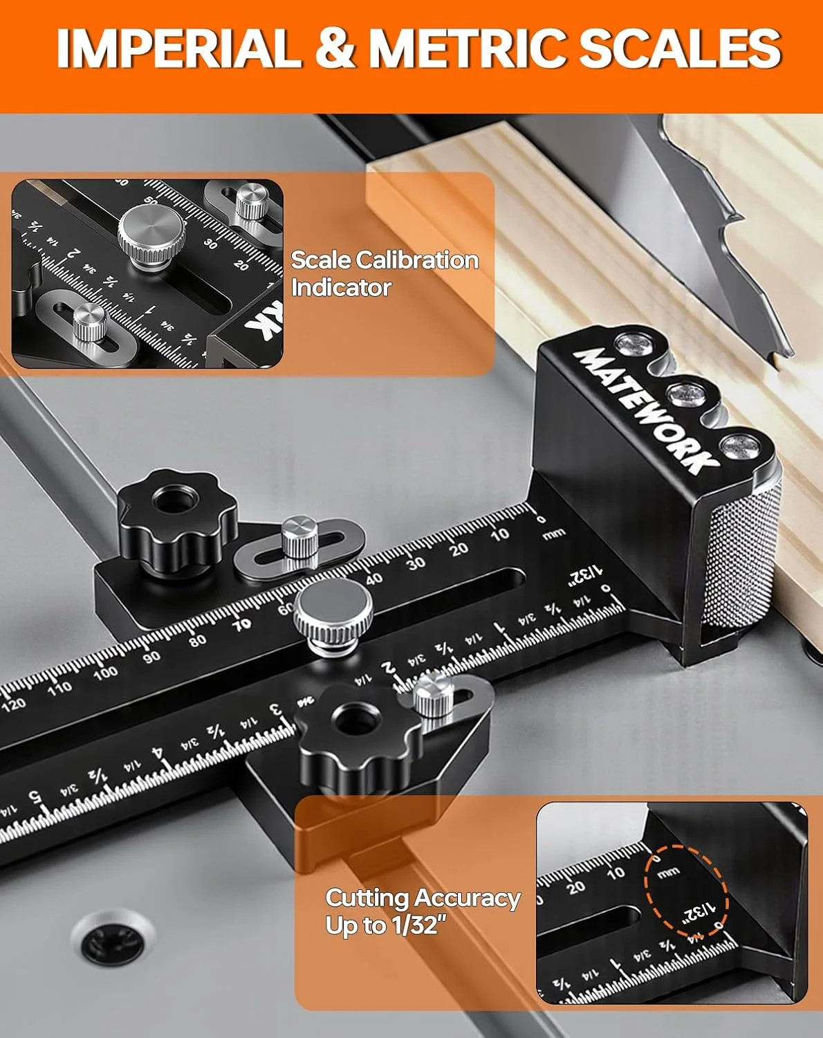 MATEWORK Thin Rip Jig Table Saw Jig Guide, 3 Rollers Anti-Kickback for Repetitiv