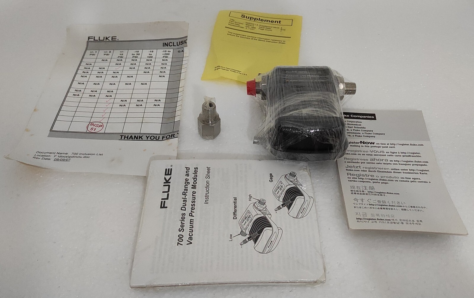Pressure Calibrator Fluke 700PD4 / 700 PD4 Dual Pressure Module Range (±15 PSI)