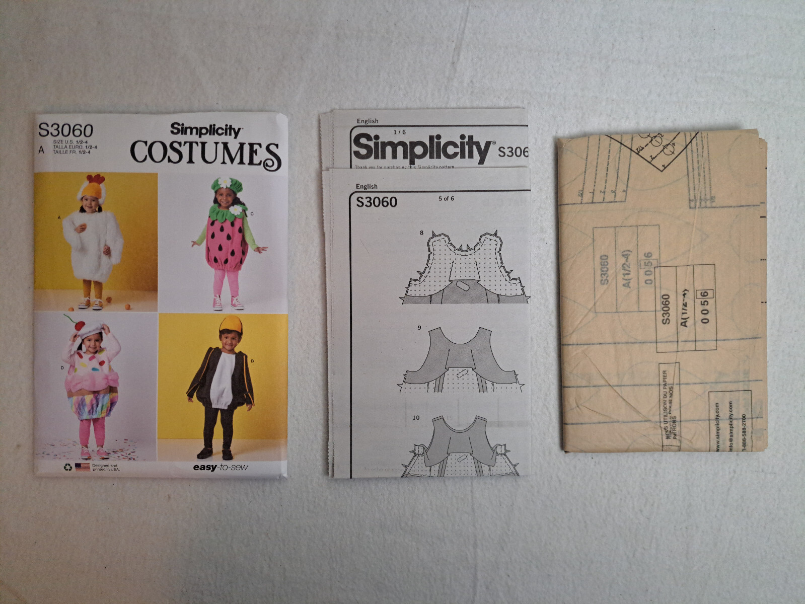 Simplicity Pattern - Toddlers' Costumes; 4 Styles (1/2-4) #S3060 - Uncut