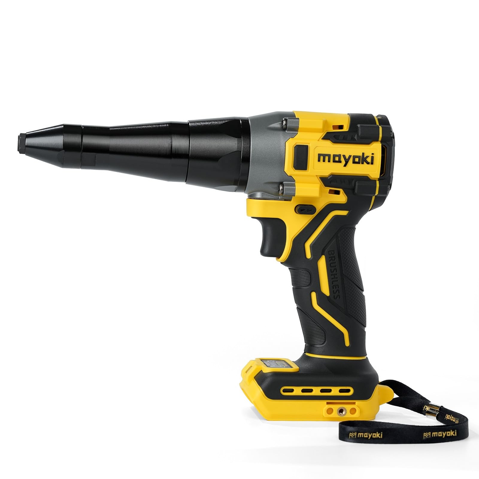 Mayoki Cordless Rivet Gun Compatible with 20V for 3/16" Rivets, Yellow+Black