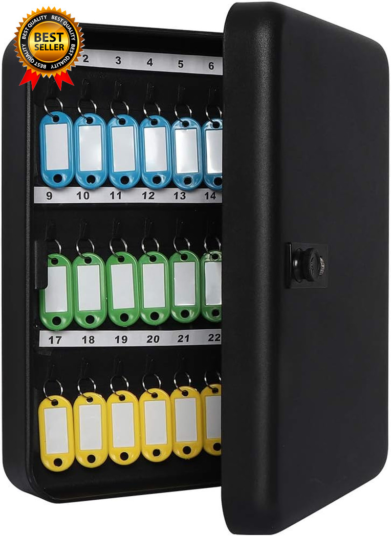 Wall Mount Key Storage Box with Code, Locking Key Cabinet Security, 48 Key