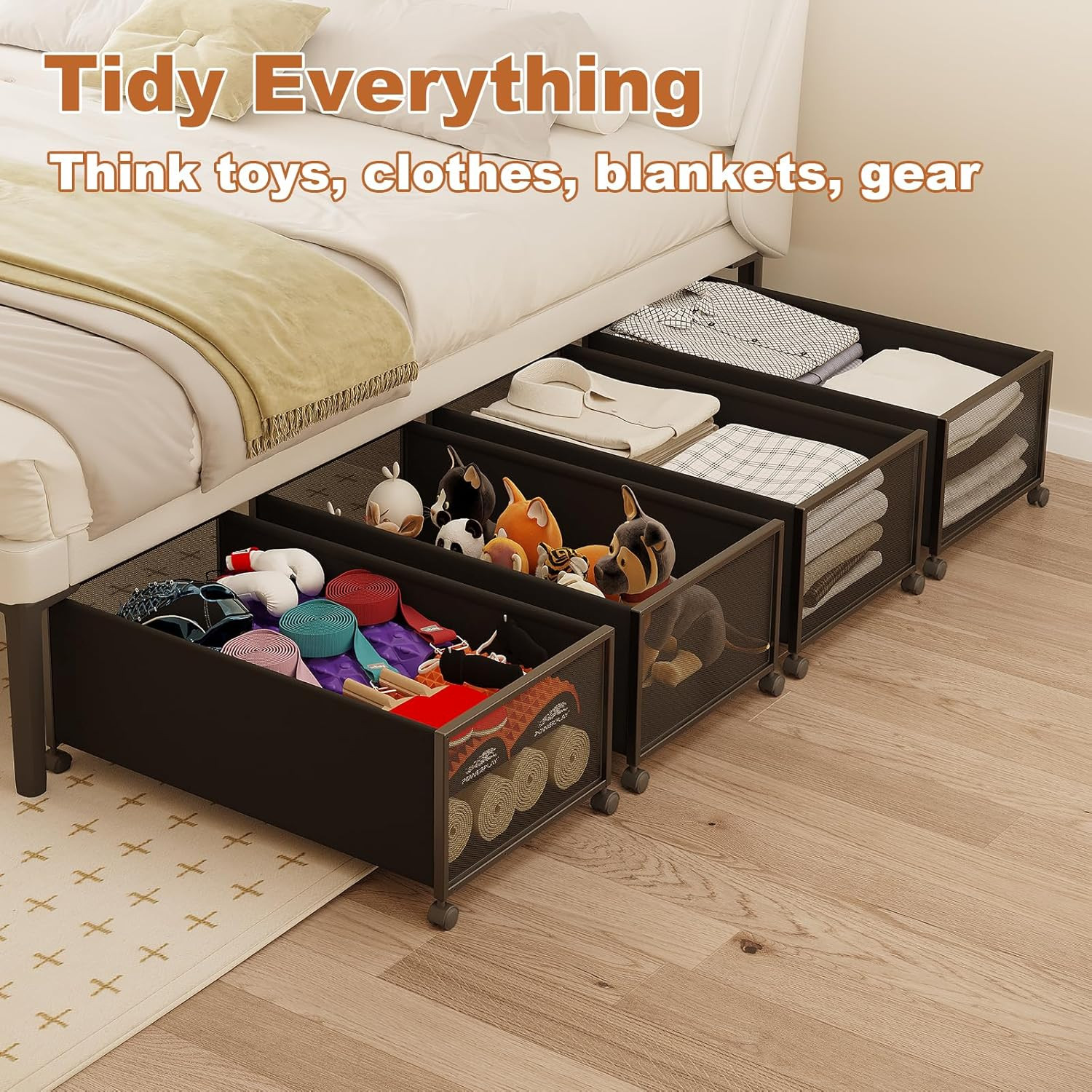 2 Pack under the Bed Storage Containers,12 Inch Height under Bed Shoe Storage,31