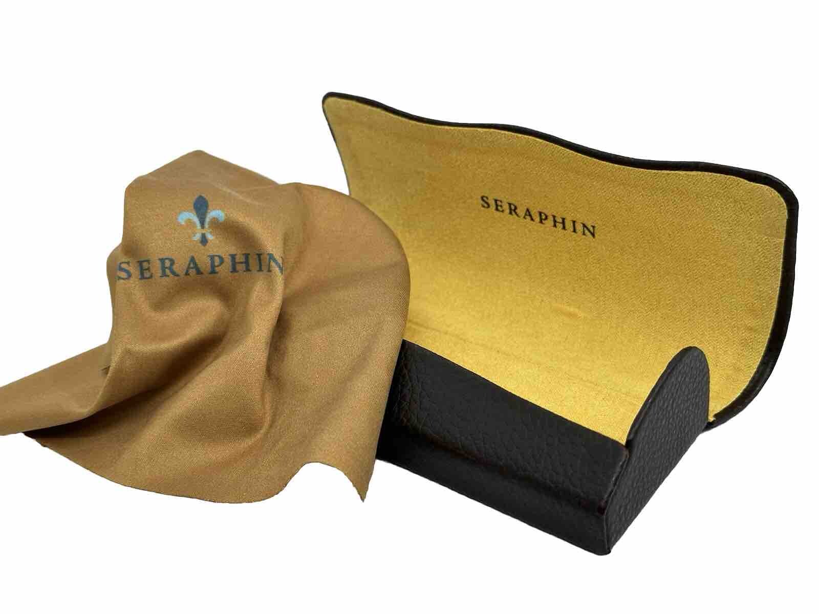 NEW Seraphin Hard Eyeglasses Clamshell Case Snap Closure With Yellow Cloth