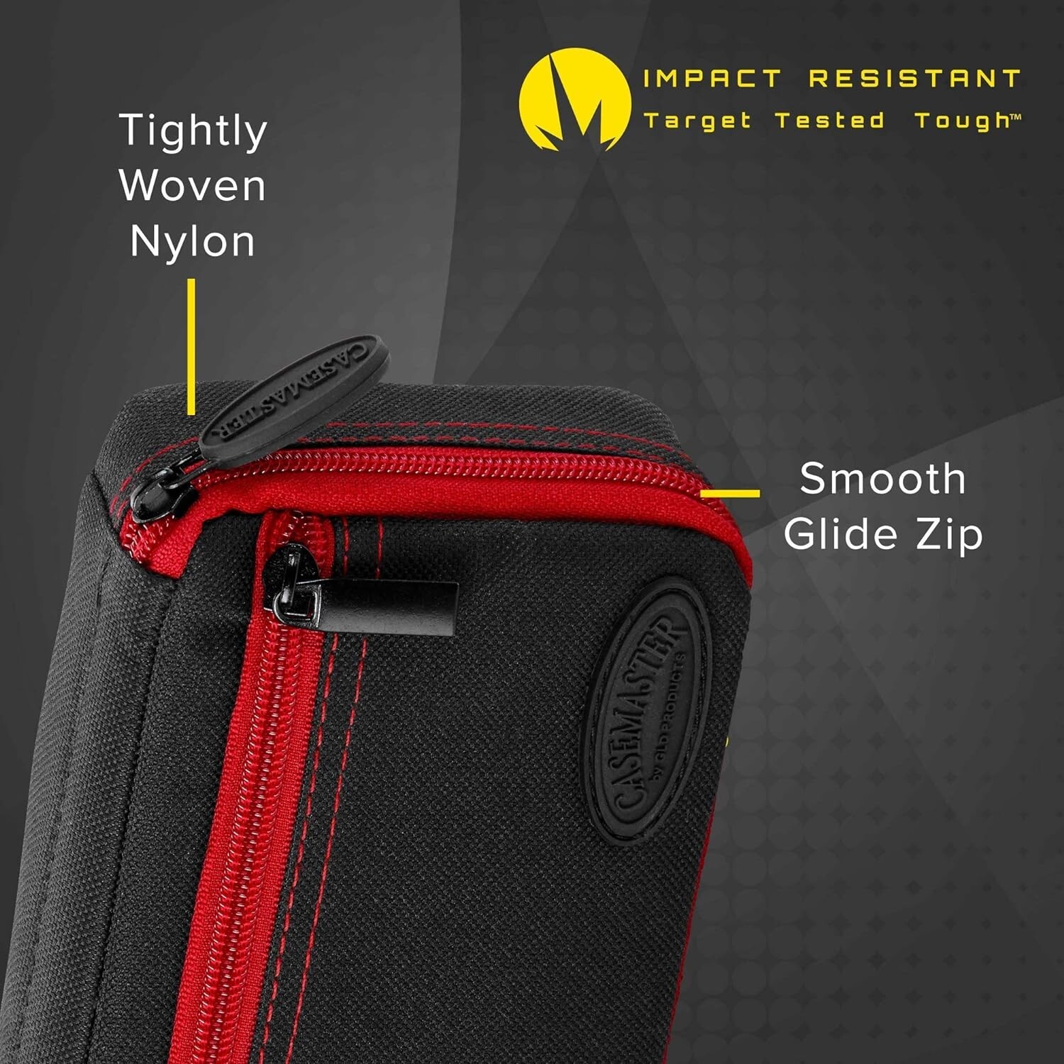 Casemaster by GLD Products Plazma Dart Case Black with Ruby Zipper, Ruby Trim