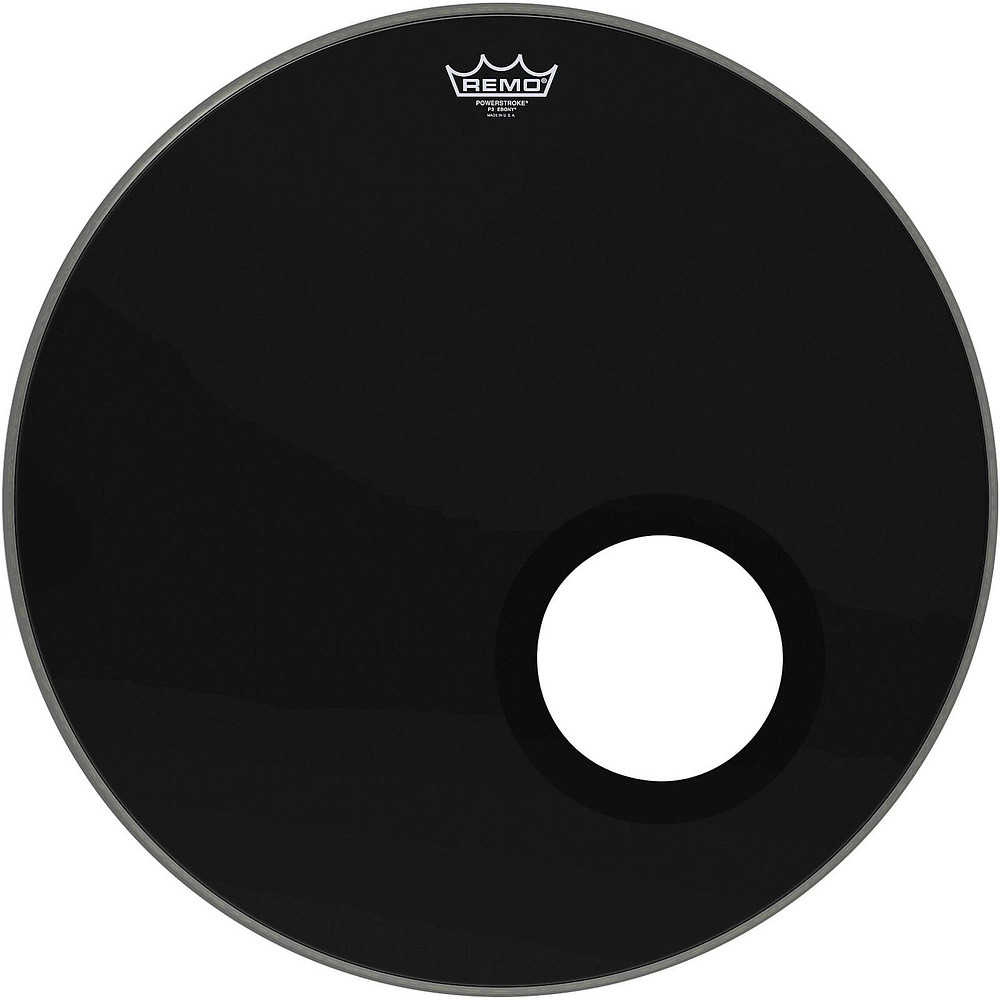 Remo Ebony Powerstroke 3 Resonant Bass Drum Head w5 Inch Port Hole Ebony 22 in.