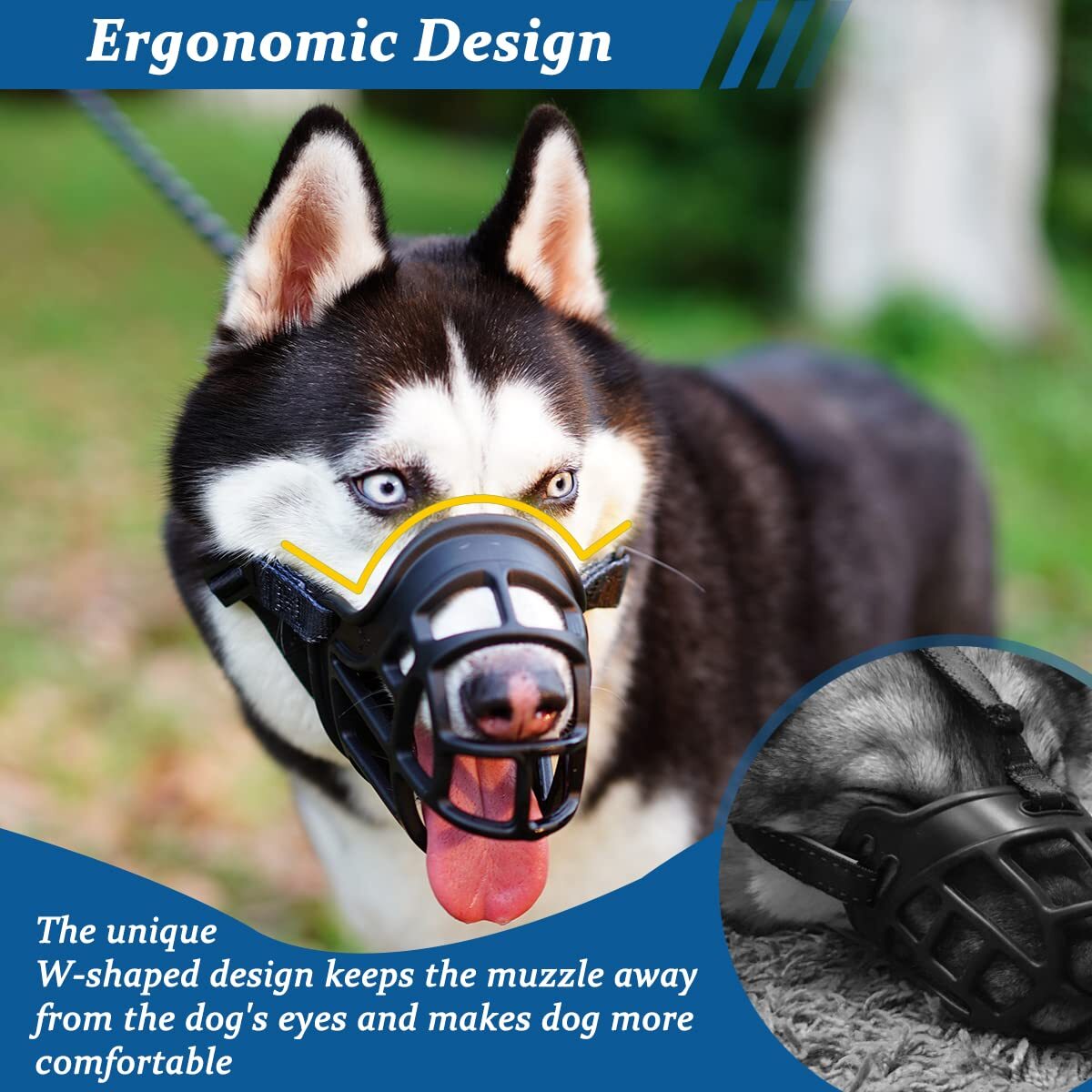 Dog Muzzle, Basket Muzzle Anti Biting Chewing, Sturdy Lightweight Muzzle Allo...