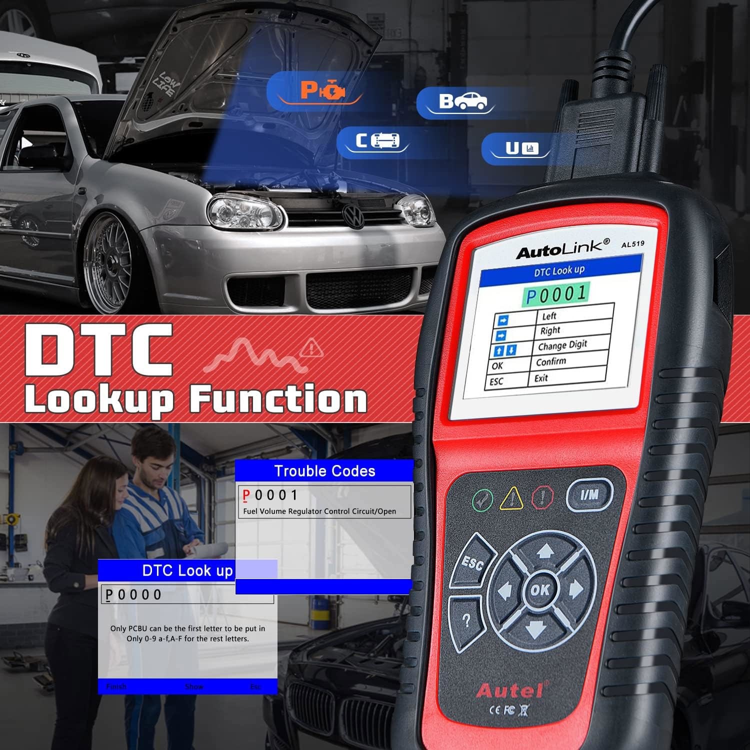 Autel AutoLink AL519 Car Scanner OBD2 Autel Code Reader Check Engine Diagnostics