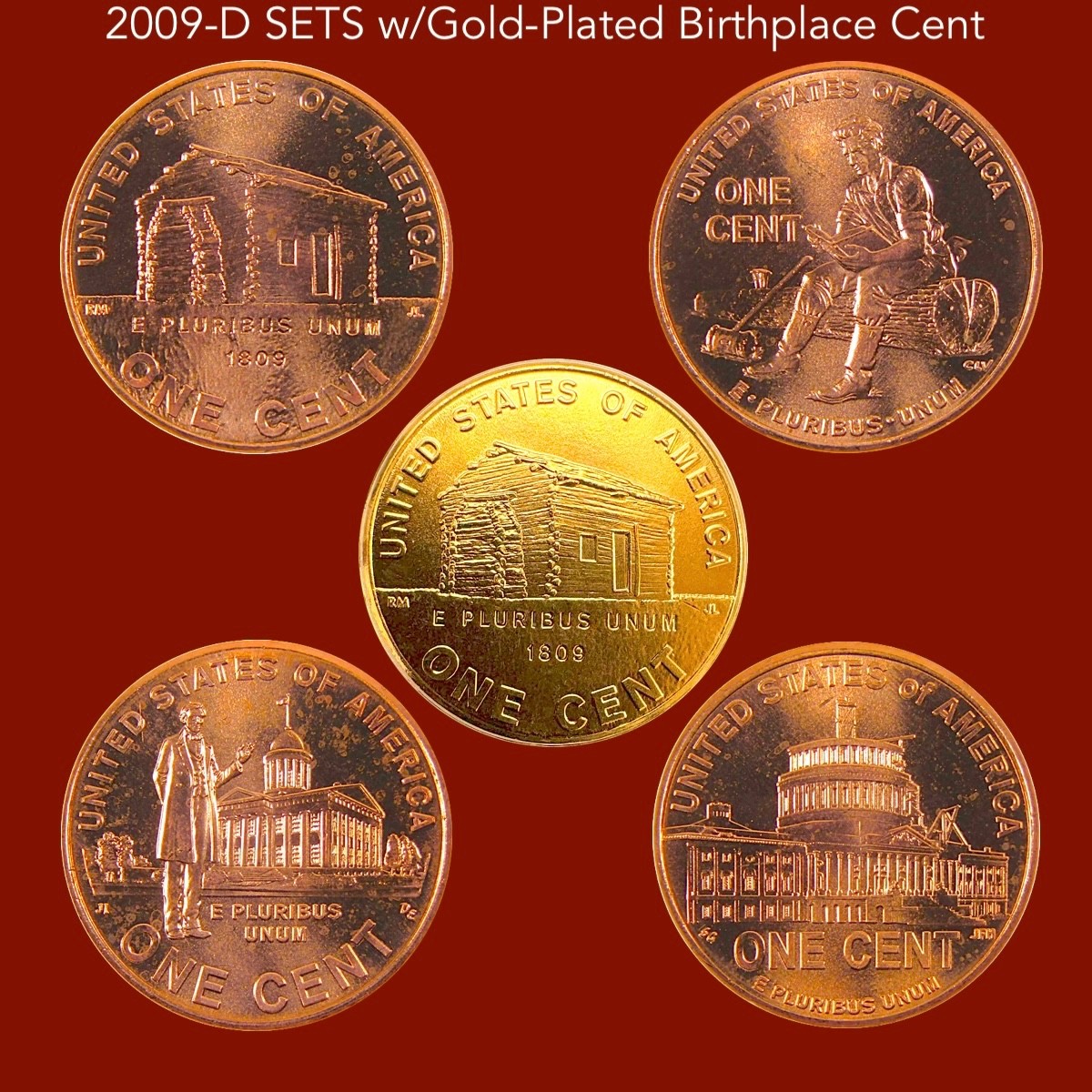 2009-D SET with GOLD PLATED BIRTHPLACE CENT - Collector's Set BU UNC