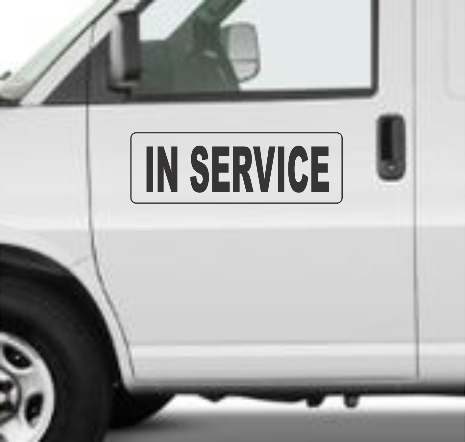 Black IN SERVICE Magnetic Vehicle Signs