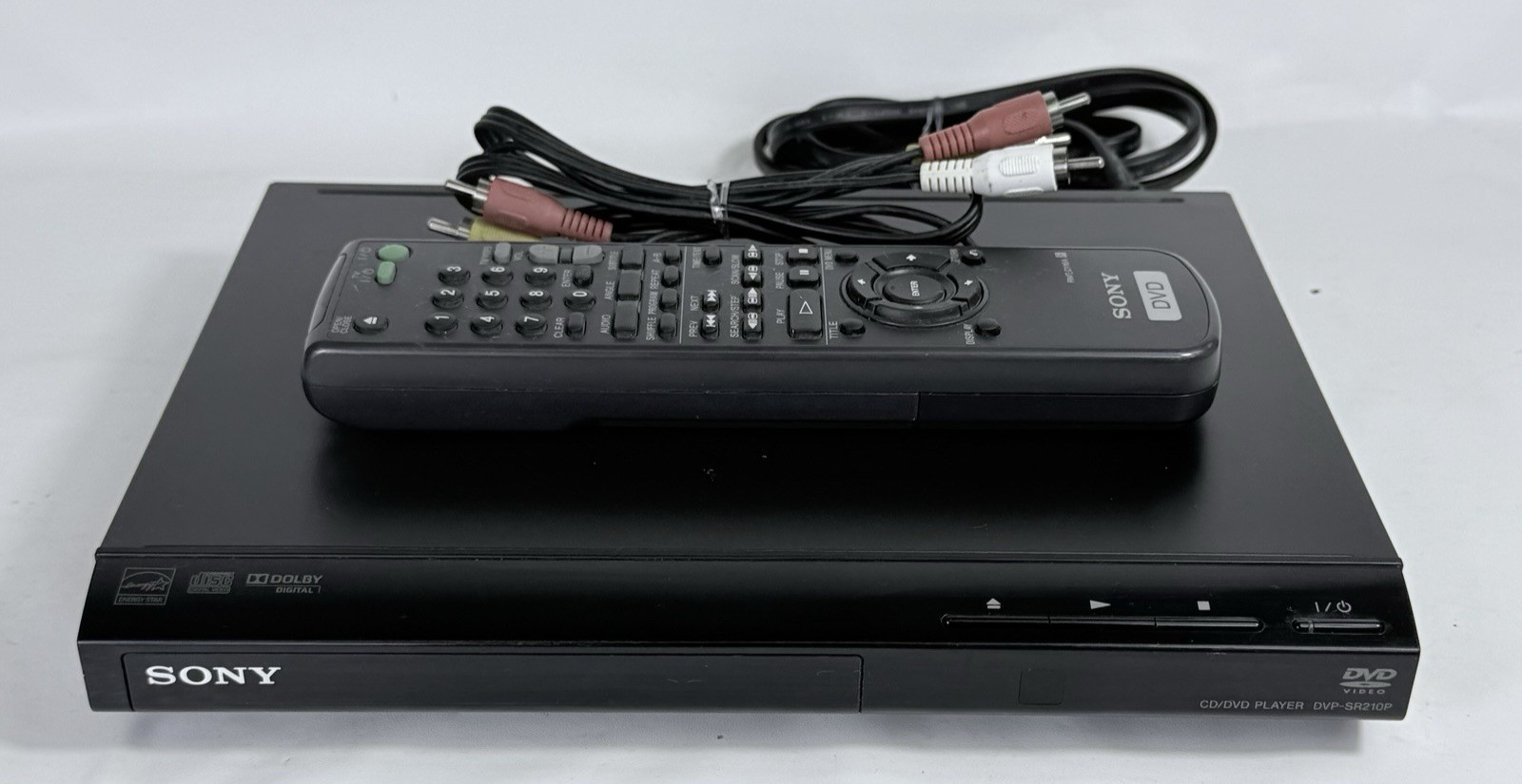 Sony DVP-SR210P DVD CD Player w Sony Universal Remote AV Cables Tested Works