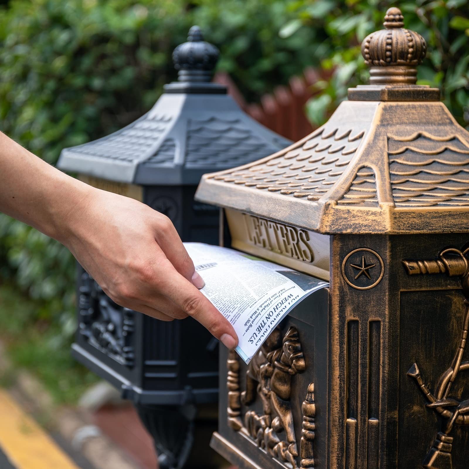 Mailbox Rustproof Cast Aluminum Locking Security Post Mount Mail Box, Large, ...