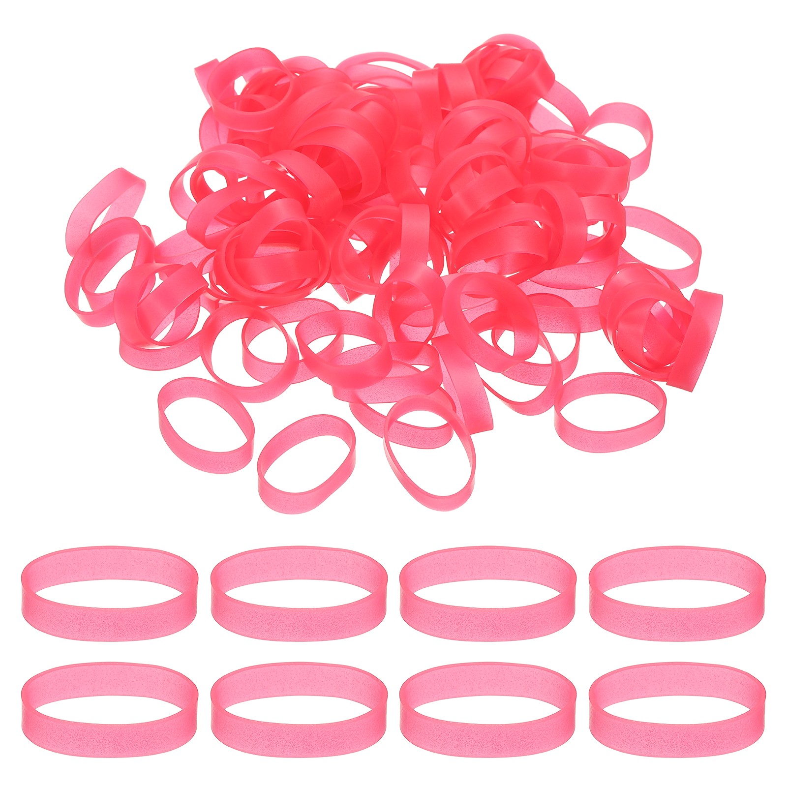 250Pcs Silicone Cable Ties, 17mm Silicone Rubber Bands, Rose Red(27x5x0.6mm)