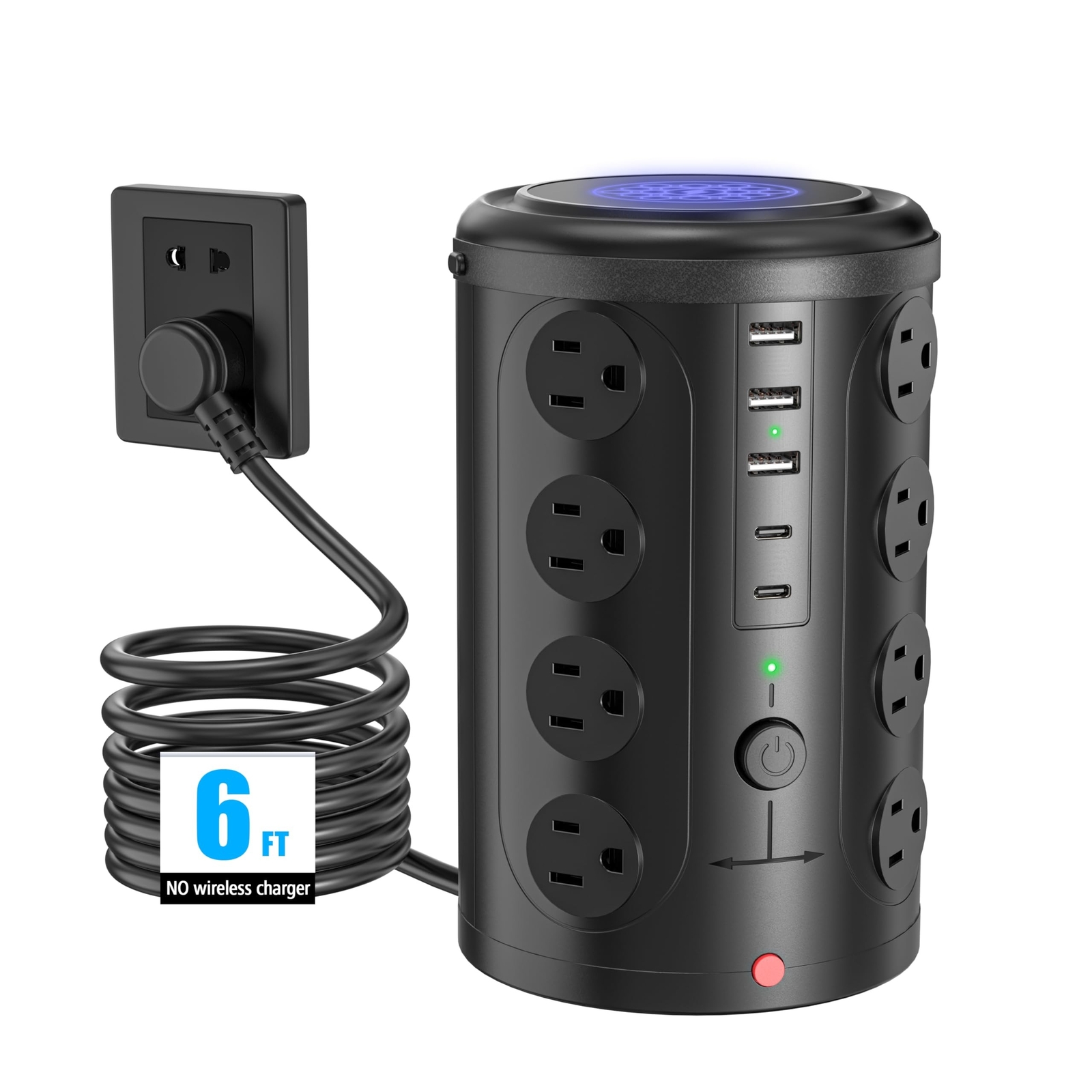 Tower Power Strip Surge Protector with 16 Outlets and 5 USB Ports (2 USB-C), ...