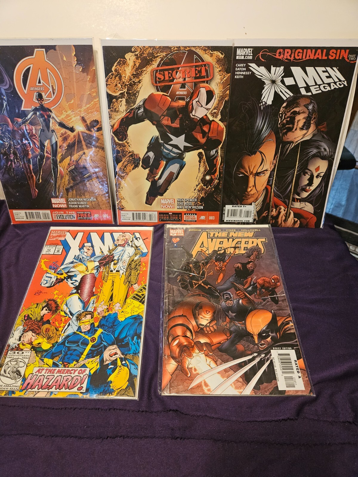 Lot Of 5 Comic Books Ironman XMEN Avengers In Clear Sleeves Super Heros B1☆☆