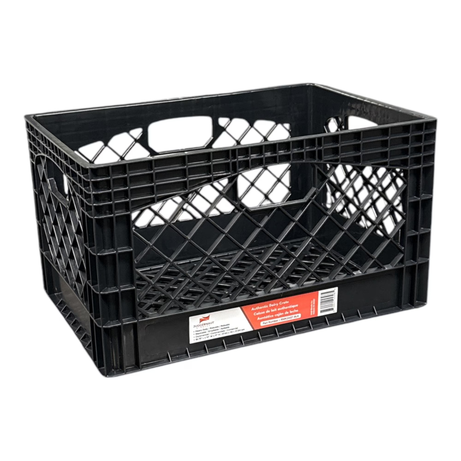 Juggernaut Storage 24QT Plastic Heavy-Duty Milk Crate, Black, 3 Pack