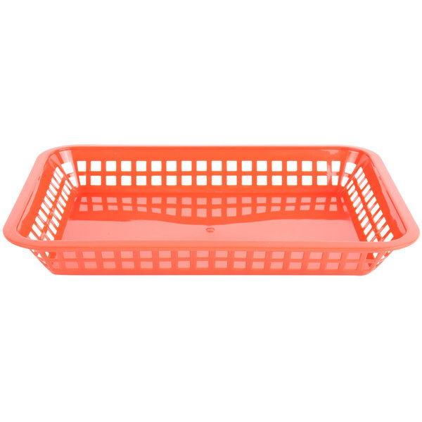 Choice 12x 8 1/2x 1 1/2" Rectangular Plastic Food Basket, 12 Pack (select color)