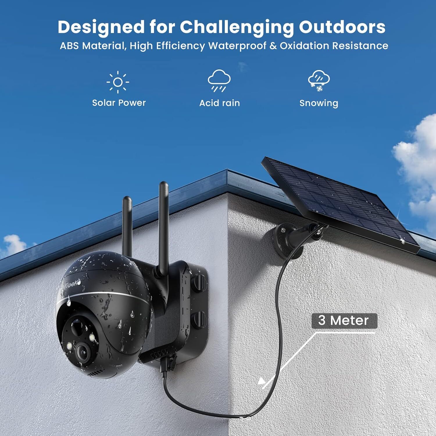 ieGeek 5MP Wireless Outdoor Security Camera, Solar-Powered, 360° PTZ, IP65