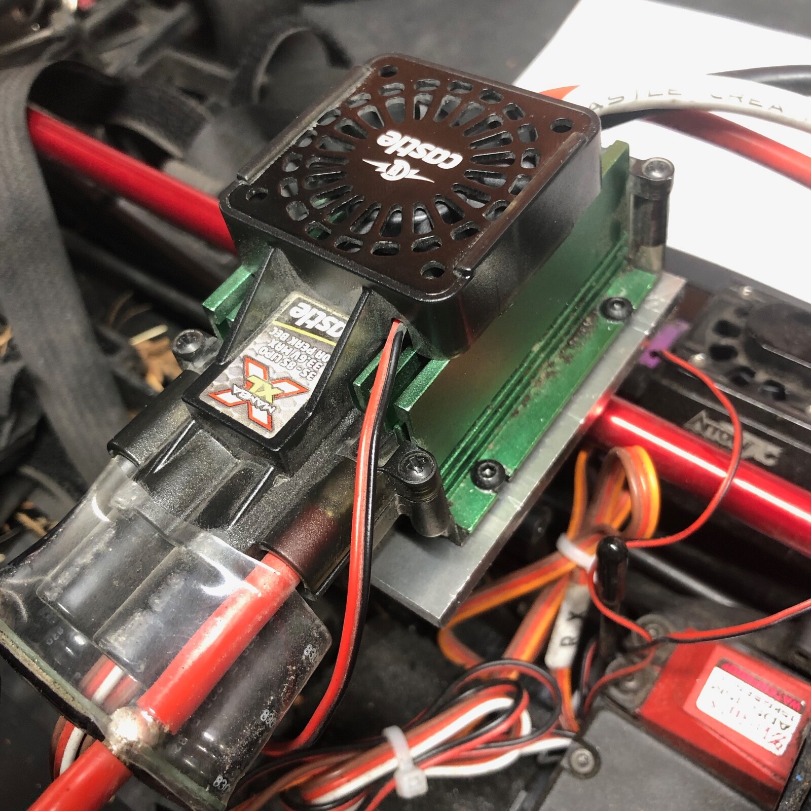 Castle XLX ESC Mounting Plate For Arrma Infraction Complete WITH EXTENSION LEADS