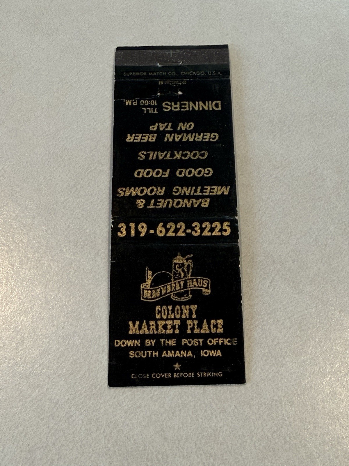 Colony Market Place Amana Iowa Matchbook Cover 810￼
