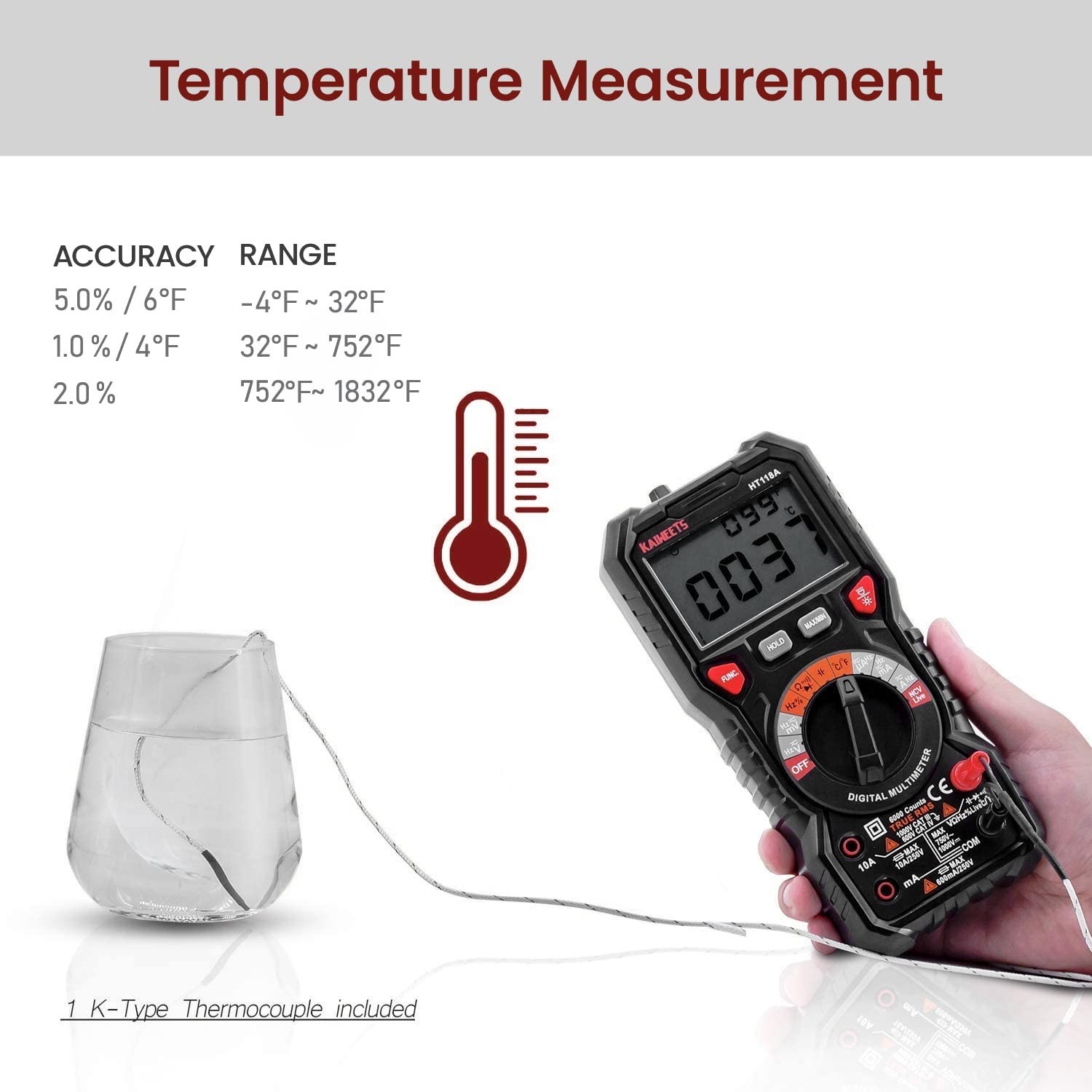 Precision Digital Multimeter - 6000 Counts with Auto-Ranging and Safety Features