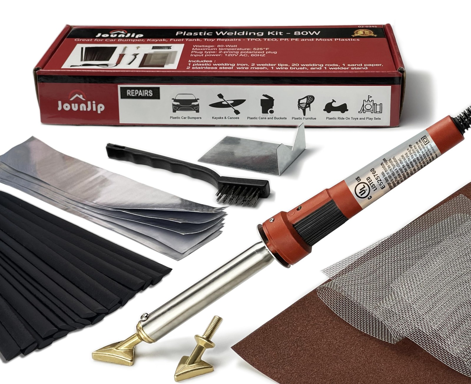 JOUNJIP Standard Plastic Welding Kit- UL Certified Welder 80W- Professional G...