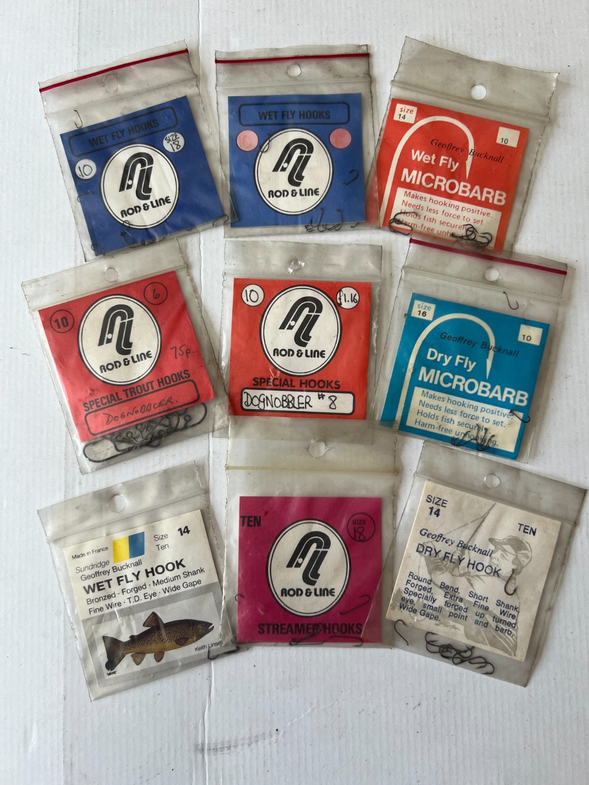 New 9 Various Packs Fly Fishing Hooks Wet & Dry